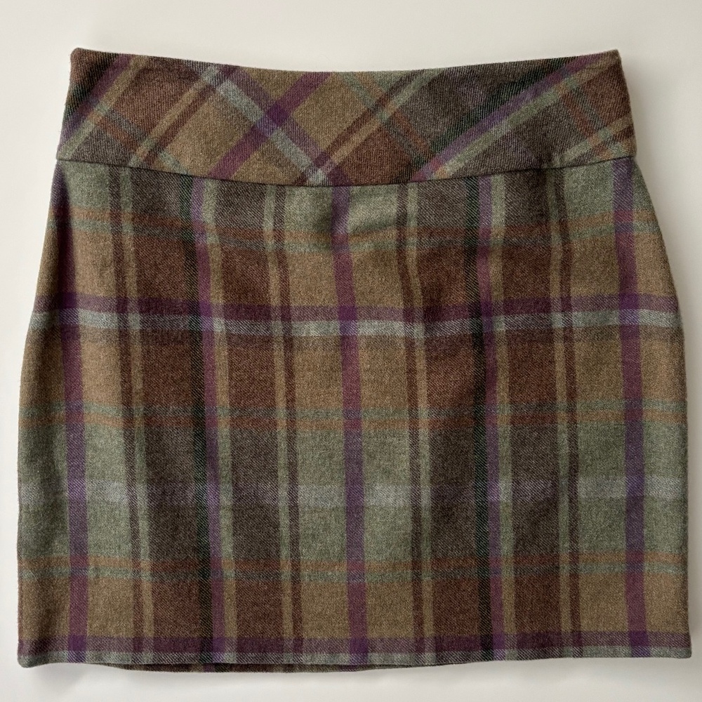 Lauren Ralph Lauren Plaid Wool Mini Skirt in Brown, Green & Purple - Picture 3 of 4